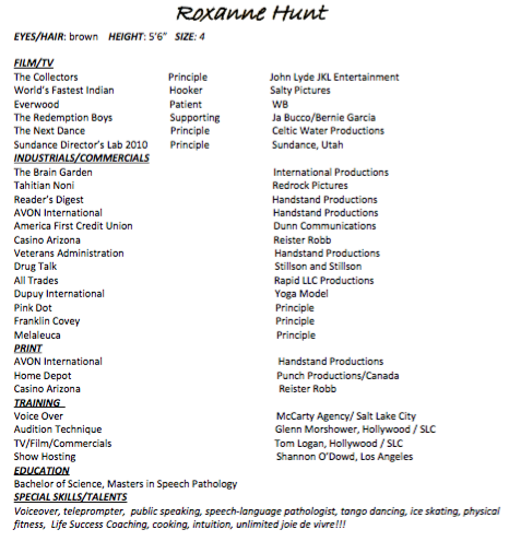 Resume of Roxanne Hunt